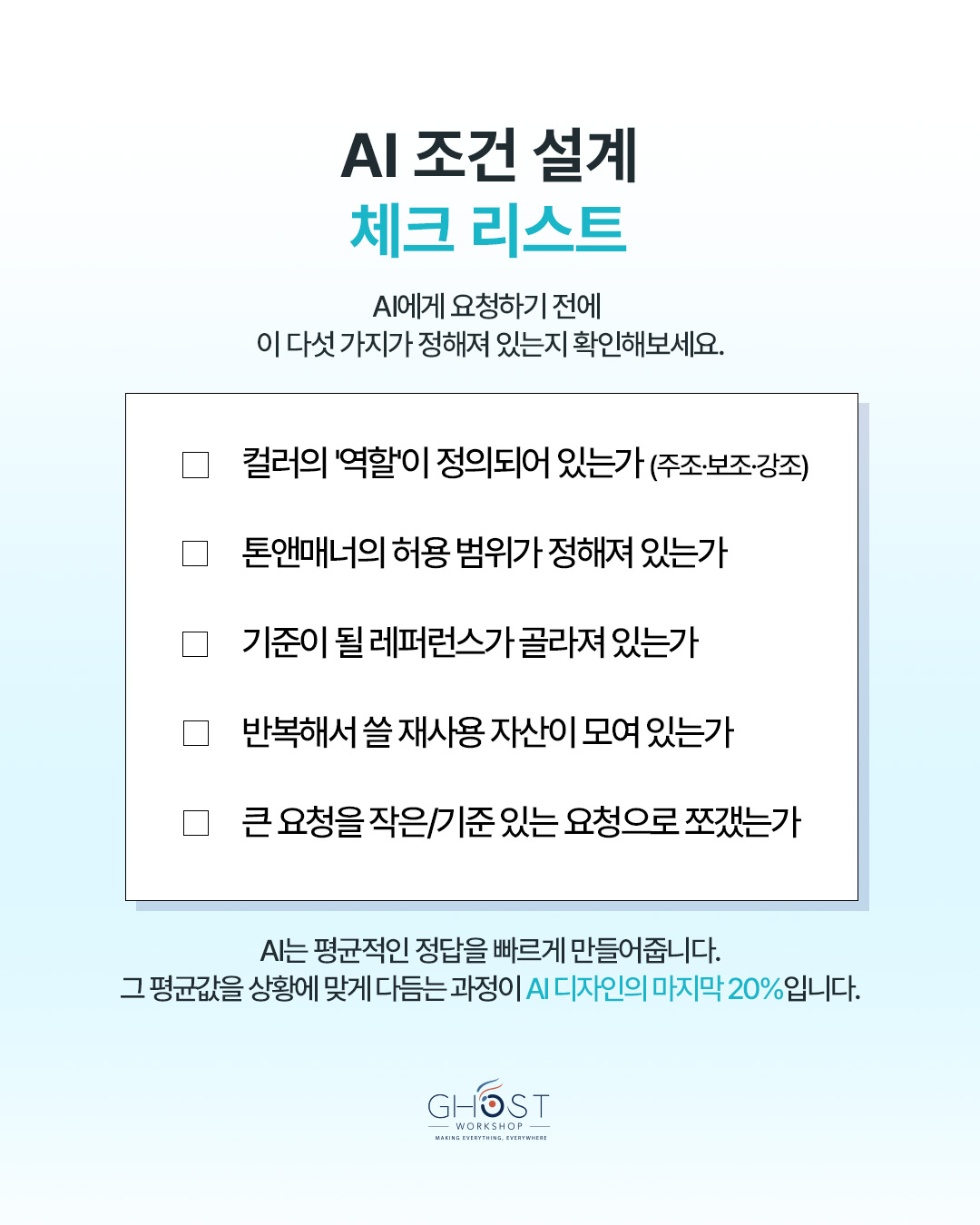 Practical Checklist. AI 조건 설계 체크리스트